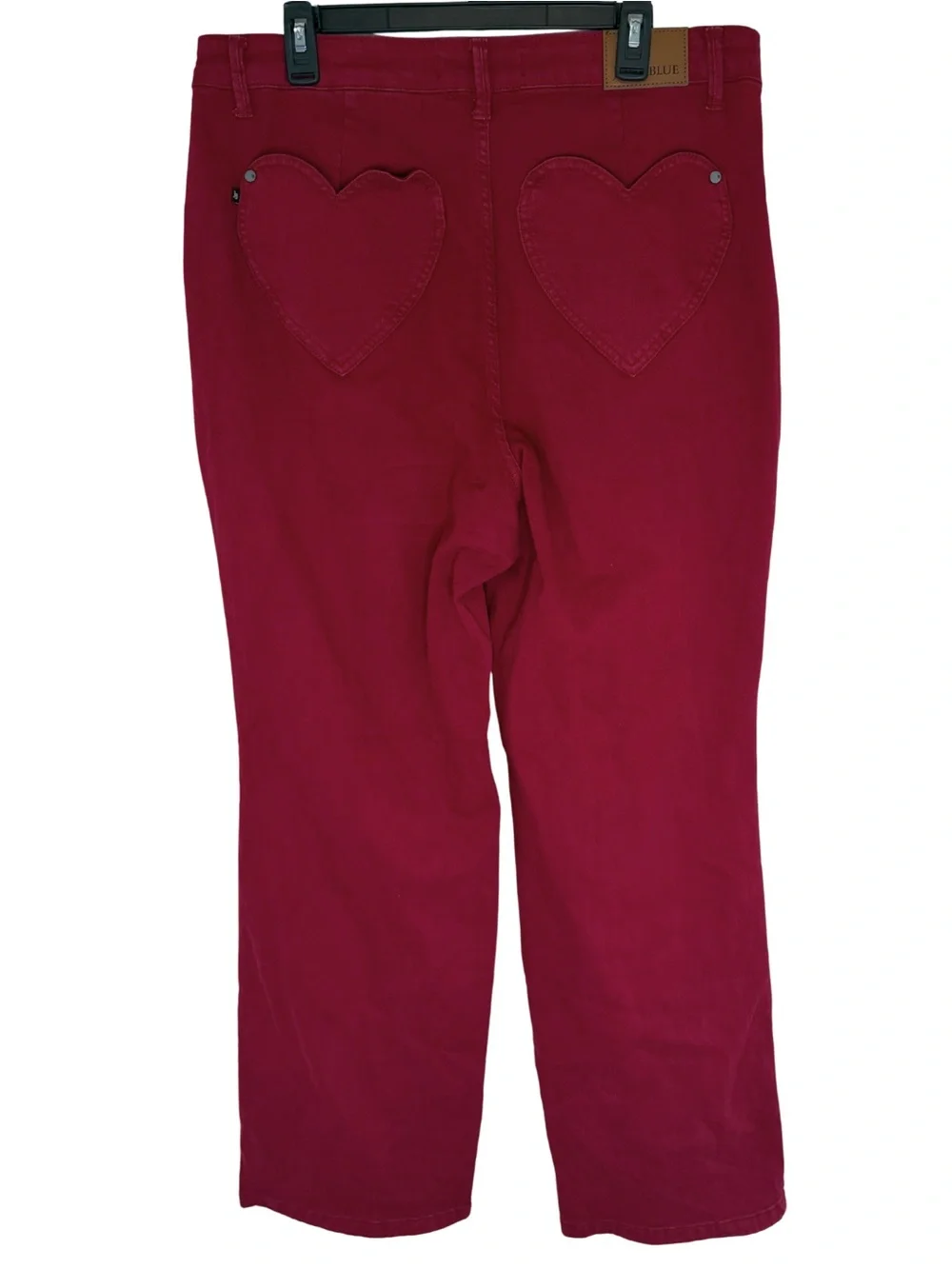 Judy Blue Heart Pocket Wide Leg Red Jeans Size 16W